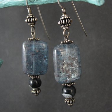 Long Sterling Silver Kyanite Earrings
