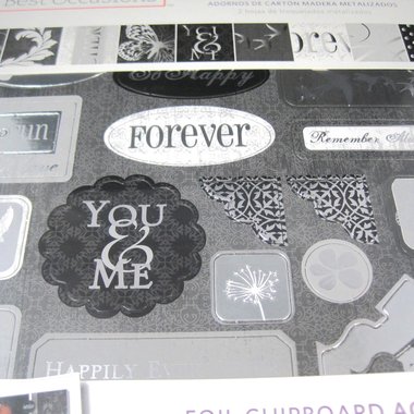 Black Silver White Wedding Foil Chipboard Accents Scrapbooking