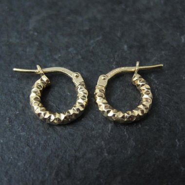 Tiny Gold Hoop Earrings 10mm 10K Gold Filled New Old Stock