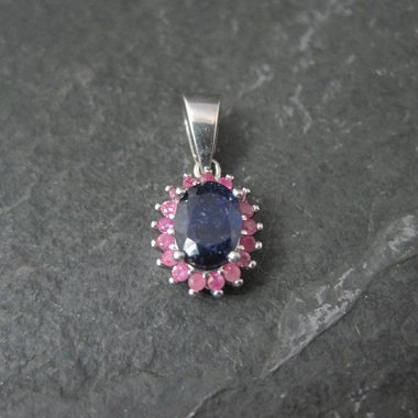 Small Sterling Sapphire Pink Ruby Pendant