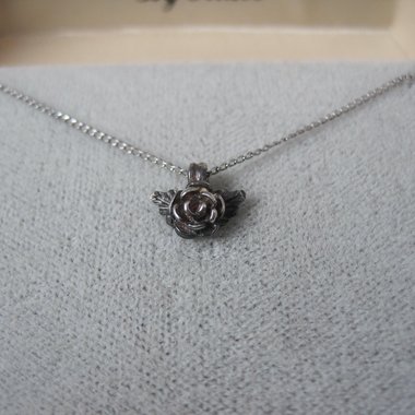 Tiny Black Hills Sterling Rose Pendant Necklace Vintage Silver Ridco
