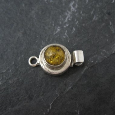 Sterling Silver Yellow Amber Box Clasp