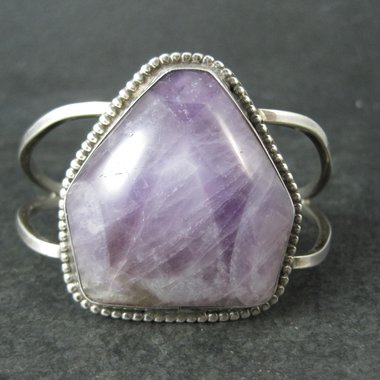 Large 925 Amethyst Cuff Bracelet 6.5" Estate Jewelry
