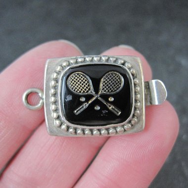 Sterling Silver Enamel Tennis Themed Box Clasp