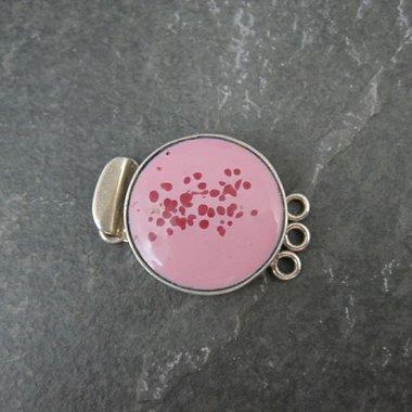 Vintage Sterling Silver Pink Art Glass 3 Strand Box Clasp