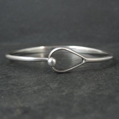 Vintage Sterling Silver Bangle Bracelet Eye & Hook Clasp 7.25"
