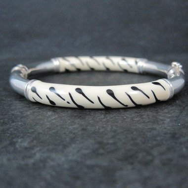 Italian Sterling Enamel Bangle Bracelet 6.5 Inches