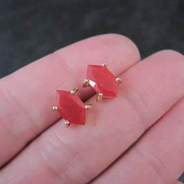 Vintage Carnelian Stud Earrings in Gold Vermeil over Sterling Silver