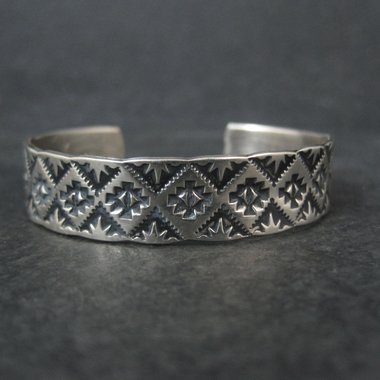 Vintage Childs Southwestern Cuff Bracelet in Sterling Silver 5"