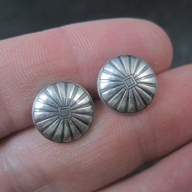 Southwestern Sterling Silver Dome Stud Earrings 11mm