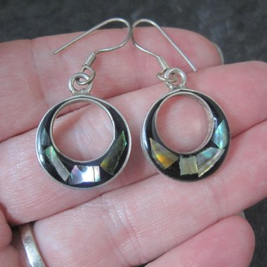 Vintage Sterling Abalone Earrings